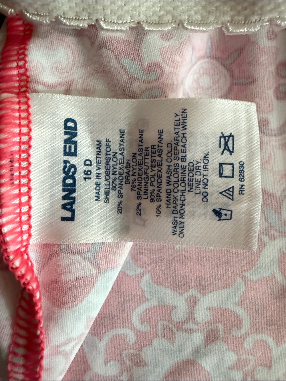 Womens LANDS’END Underwire Tankini Swim Top Size 16D - Picture 6 of 14